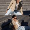 Kurzes Zweireihiger Trenchcoat