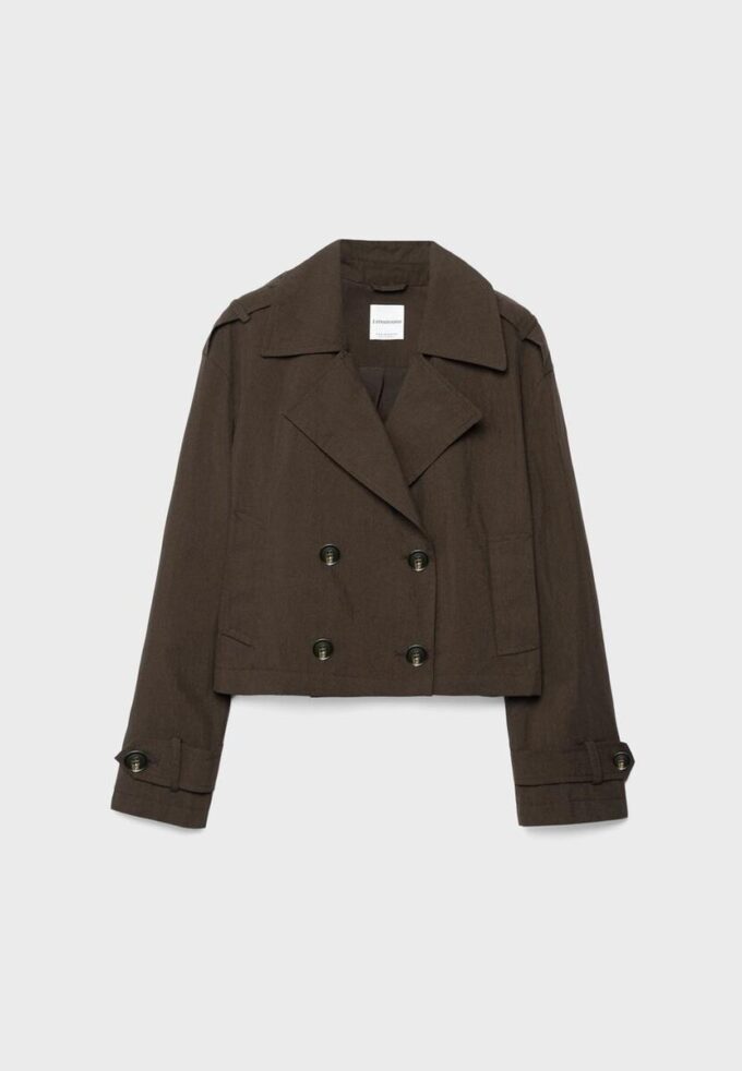 Kurzes Zweireihiger Trenchcoat