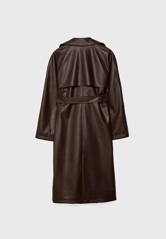 Langer Trenchcoat aus Kunstleder Langer Trenchcoat aus Kunstleder