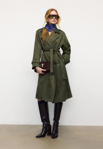 Langer Trenchcoat aus Kunstwildleder