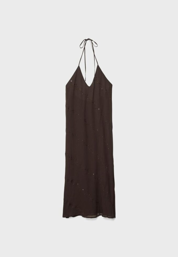 Langes besticktes Neckholder-Kleid Langes besticktes Neckholder-Kleid