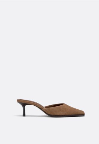 Leder-Pantoletten mit Kitten-Heel