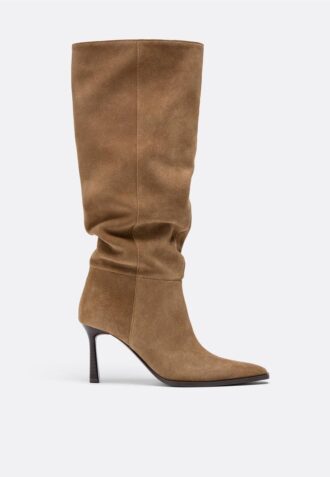 Leder-Stiefel mit Slouchy-Stiletto-Absatz