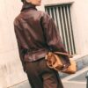 Lederjacke mit Taschen und verstellbarer Taille Lederjacke mit Taschen und verstellbarer Taille