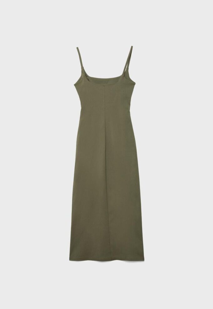 Midi-Kleid aus Bengalin mit quadratischem Ausschnitt Midi-Kleid aus Bengalin mit quadratischem Ausschnitt