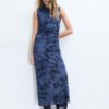 Midi-Kleid aus Tüll mit Qipao-Ausschnitt Midi-Kleid aus Tüll mit Qipao-Ausschnitt