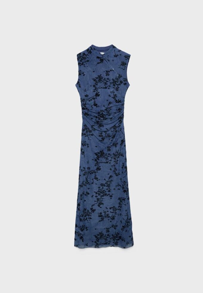 Midi-Kleid aus Tüll mit Qipao-Ausschnitt Midi-Kleid aus Tüll mit Qipao-Ausschnitt