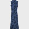 Midi-Kleid aus Tüll mit Qipao-Ausschnitt Midi-Kleid aus Tüll mit Qipao-Ausschnitt