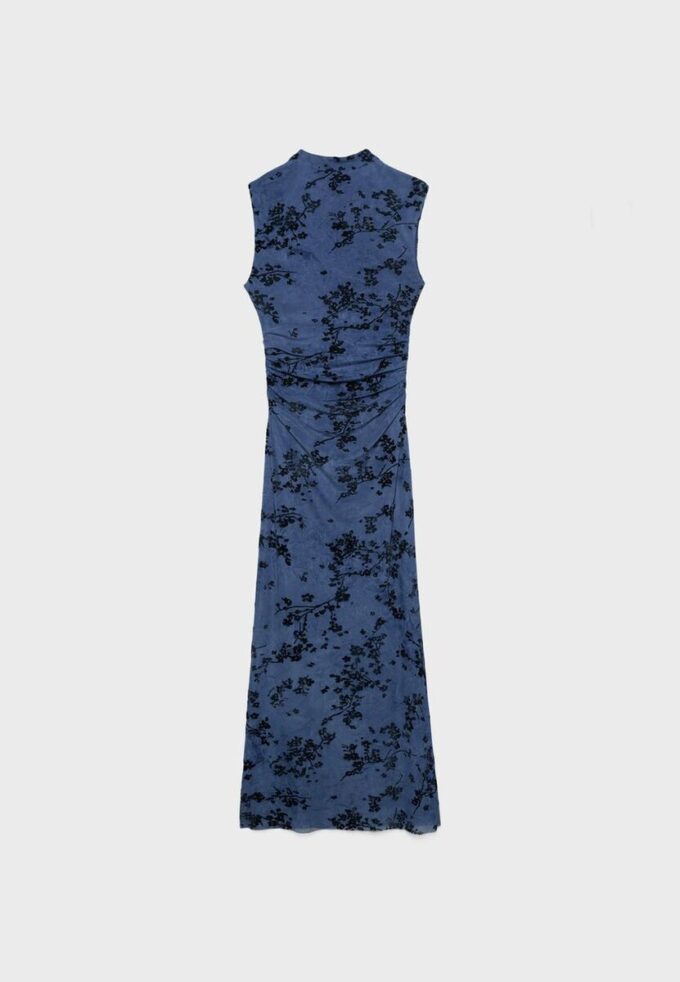 Midi-Kleid aus Tüll mit Qipao-Ausschnitt Midi-Kleid aus Tüll mit Qipao-Ausschnitt