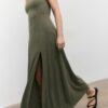 Midi-Kleid mit gekreuztem Rücken im Leinen-Look Midi-Kleid mit gekreuztem Rücken im Leinen-Look
