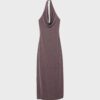 Midi-Kleid mit Metallfaden und Neckholder