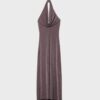 Midi-Kleid mit Metallfaden und Neckholder
