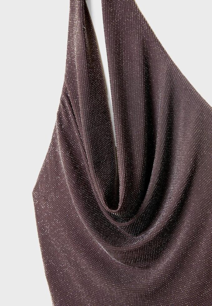 Midi-Kleid mit Metallfaden und Neckholder