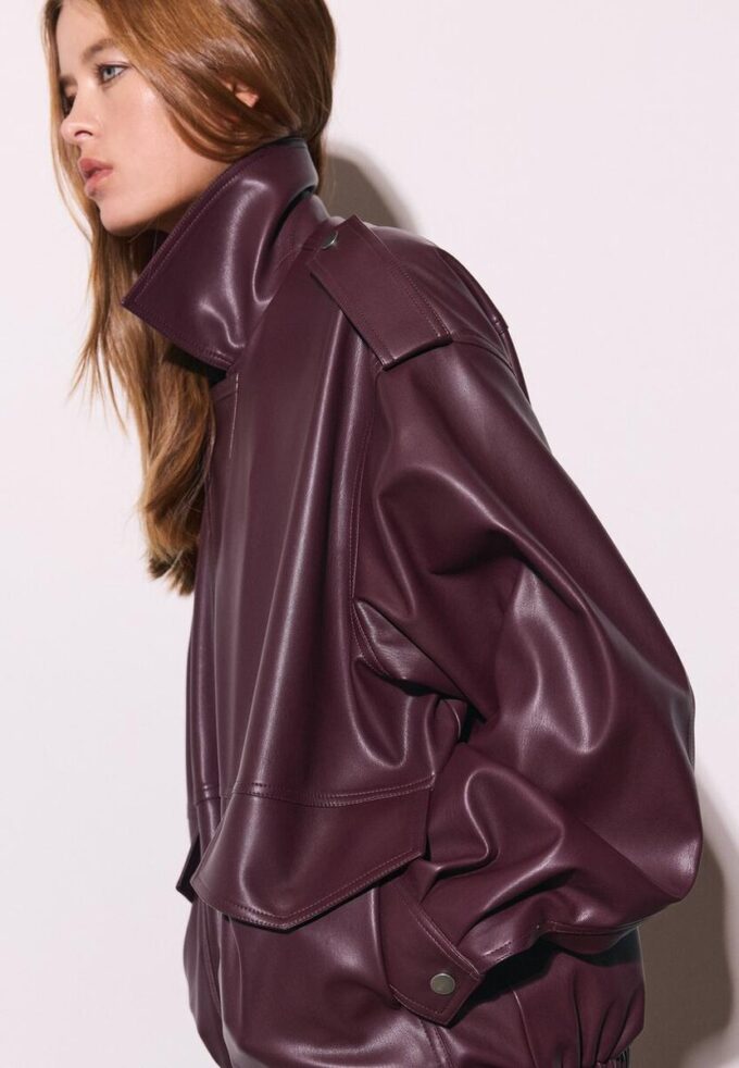 Oversize-Bikerjacke in Lederoptik Oversize-Bikerjacke in Lederoptik