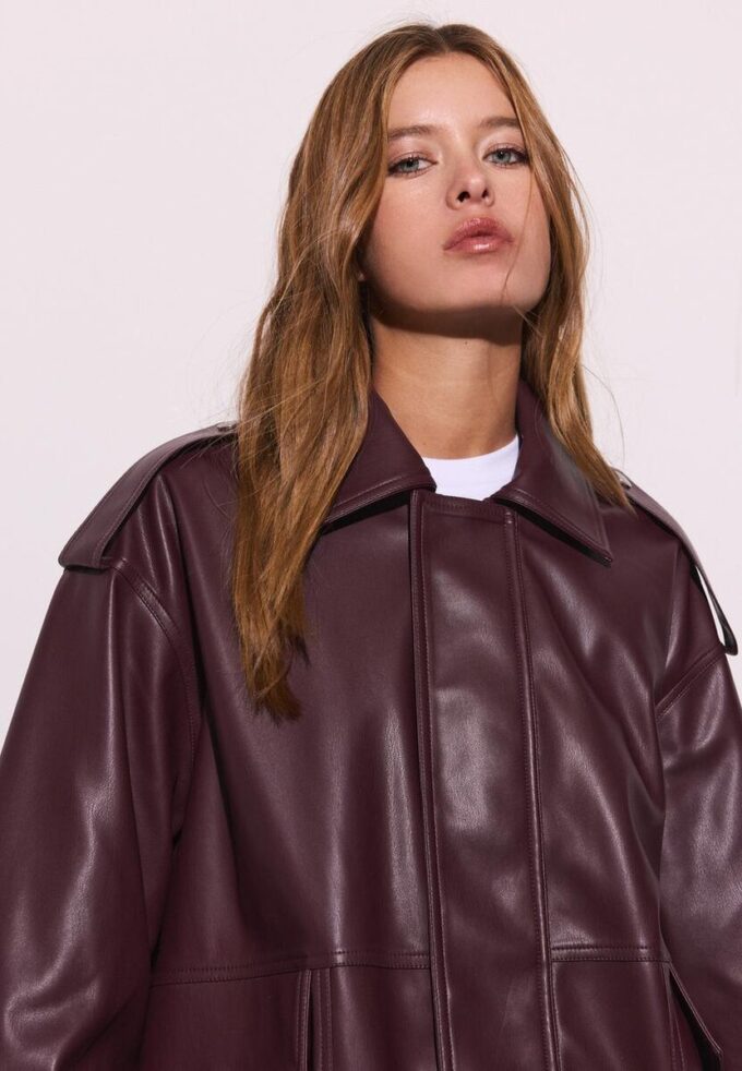 Oversize-Bikerjacke in Lederoptik Oversize-Bikerjacke in Lederoptik
