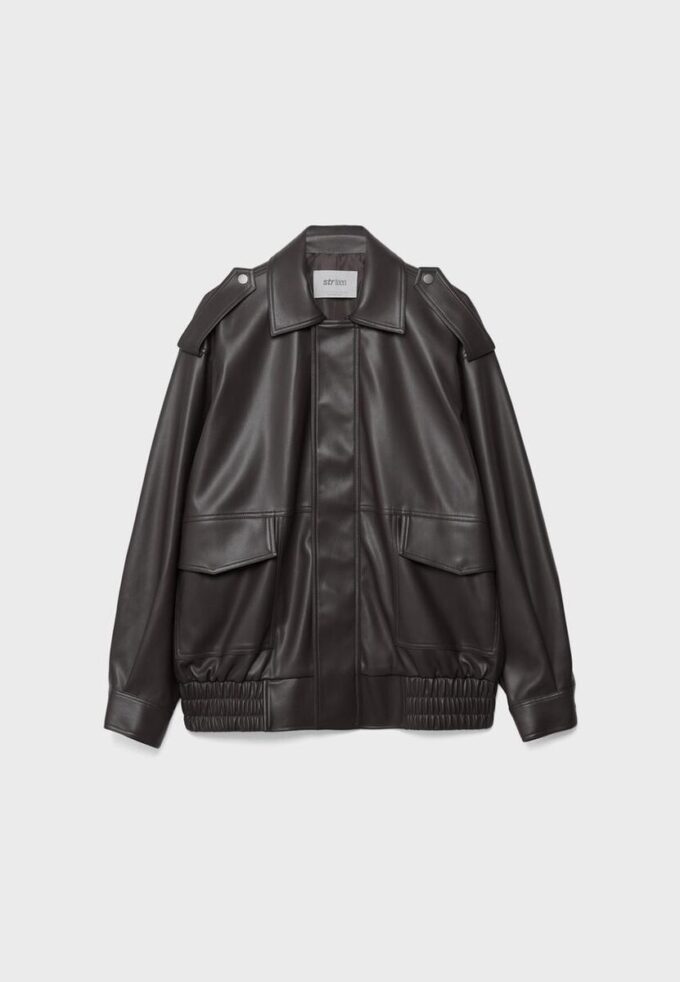 Oversize-Bikerjacke in Lederoptik Oversize-Bikerjacke in Lederoptik