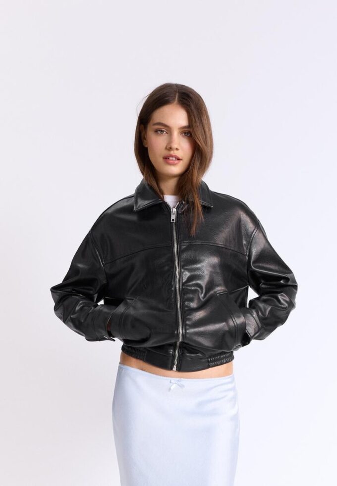 Oversize-Jacke in Lederoptik Oversize-Jacke in Lederoptik