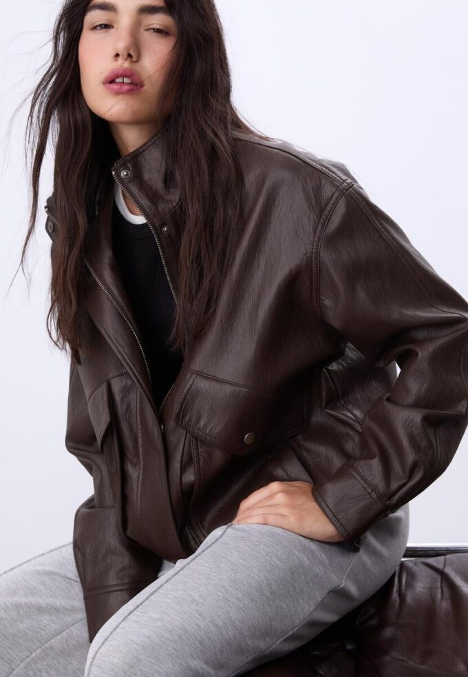 Oversize-Kunstlederjacke Oversize-Kunstlederjacke