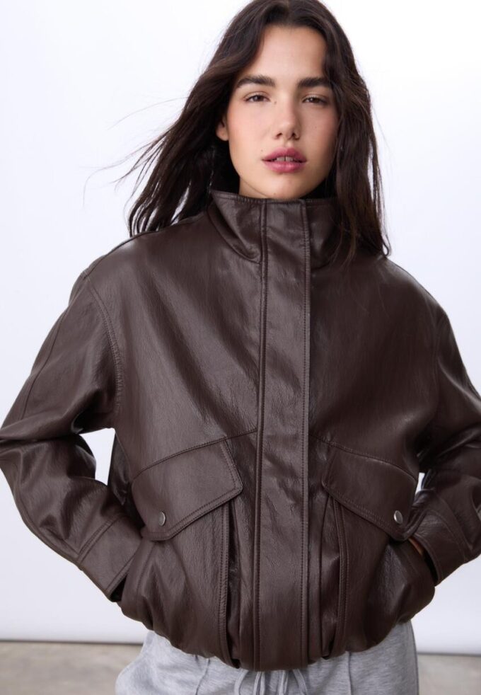 Oversize-Kunstlederjacke Oversize-Kunstlederjacke