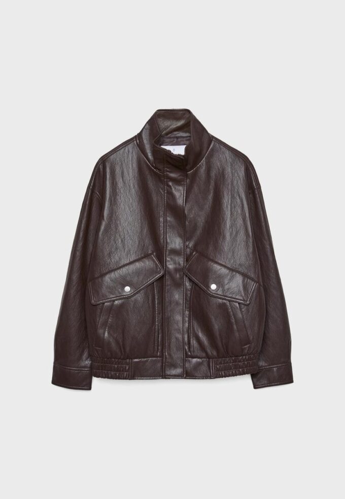 Oversize-Kunstlederjacke Oversize-Kunstlederjacke
