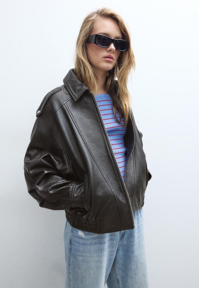 Oversize-Lederjacke Oversize-Lederjacke