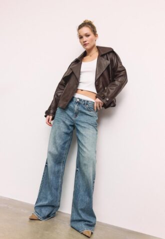 Oversize-Trenchcoat aus 100 % Leder