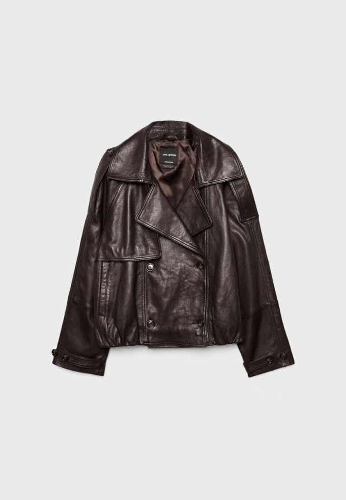 Oversize-Trenchcoat aus 100 % Leder Oversize-Trenchcoat aus 100 % Leder