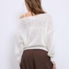 Pullover aus Mesh-Strick mit U-Boot-Ausschnitt