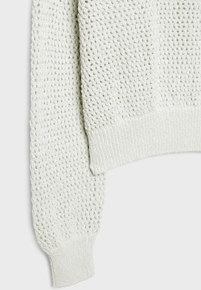 Pullover aus Mesh-Strick mit U-Boot-Ausschnitt