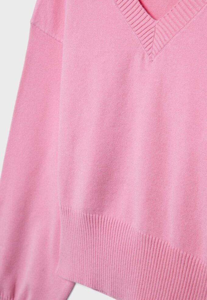 Pullover mit V-Ausschnitt und Fledermausärmeln