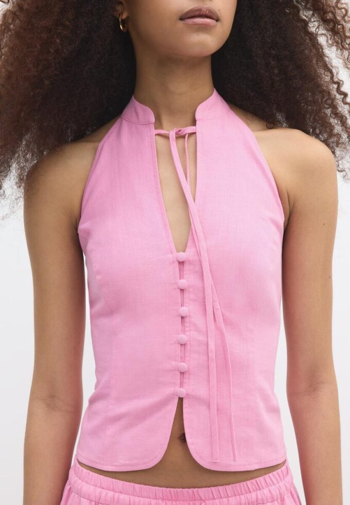 Qipao-Halter-Oberteil mit Knöpfen