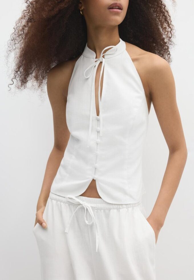 Qipao-Halter-Oberteil mit Knöpfen
