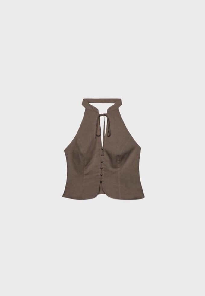 Qipao-Halter-Oberteil mit Knöpfen
