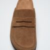 Rückenfreie Leder-Loafer-Clogs