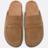 Rückenfreie Leder-Loafer-Clogs