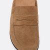 Rückenfreie Leder-Loafer-Clogs