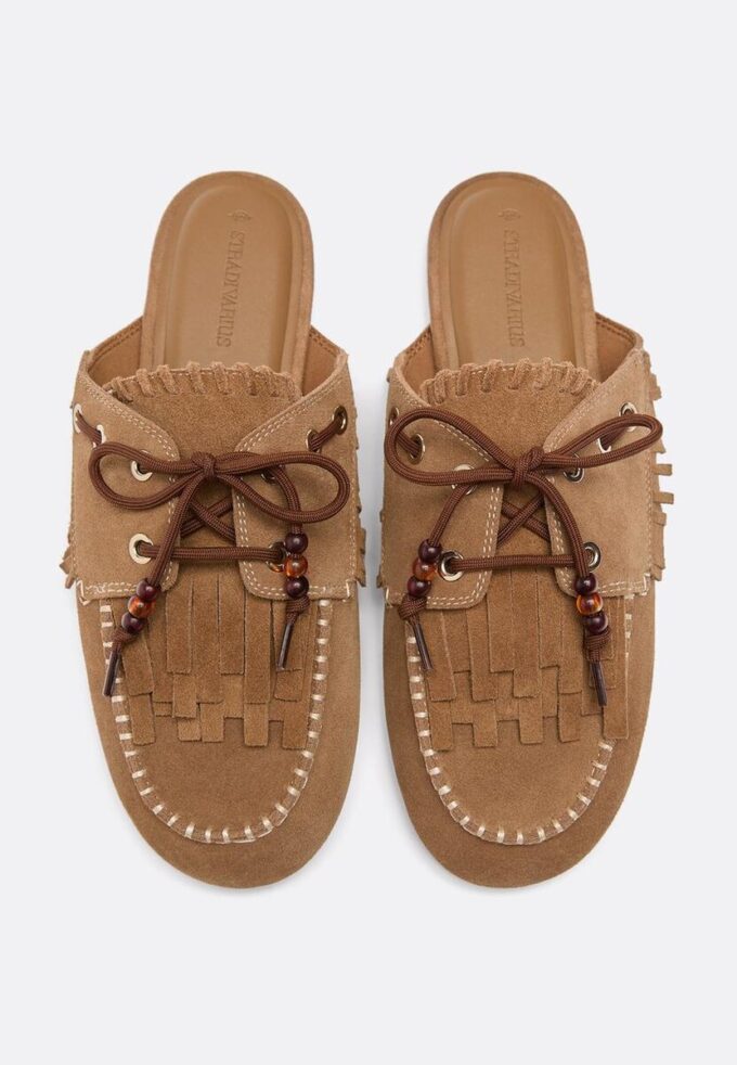 Rückenfreie Leder-Loafer mit Anhängern
