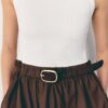 Ärmelloses Midikleid aus zwei Materialien mit Gürtel