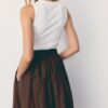 Ärmelloses Midikleid aus zwei Materialien mit Gürtel