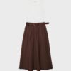 Ärmelloses Midikleid aus zwei Materialien mit Gürtel