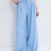 Rustikale Hose mit Wide Leg und verstellbaren Knöpfen