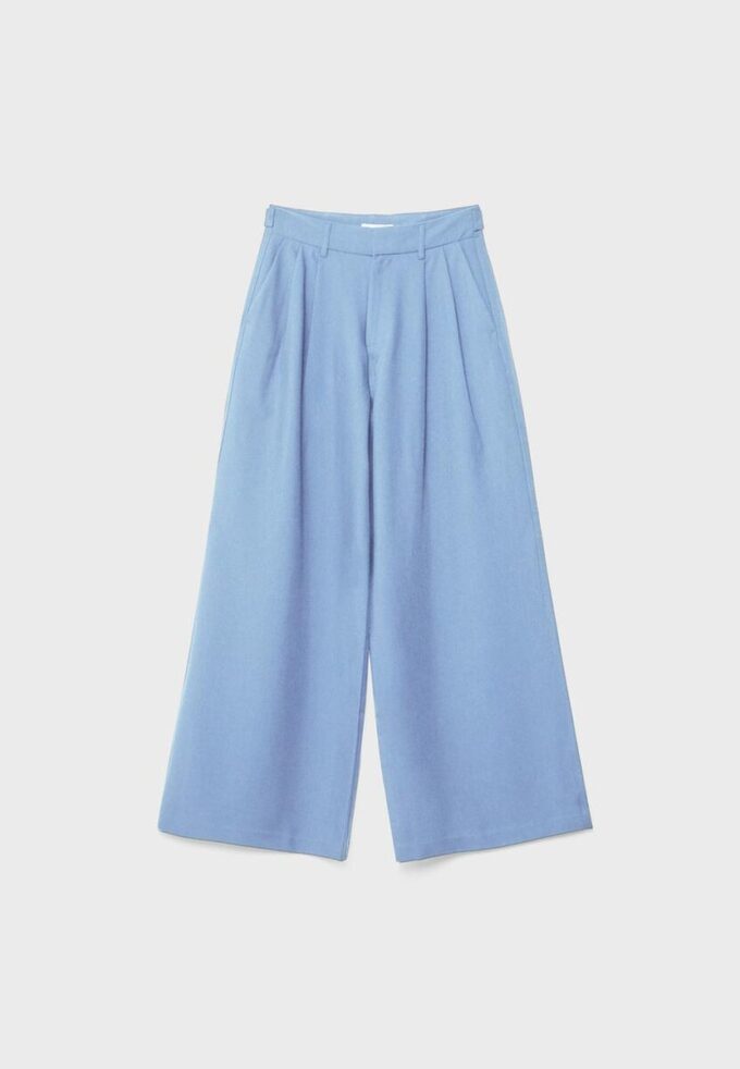 Rustikale Hose mit Wide Leg und verstellbaren Knöpfen