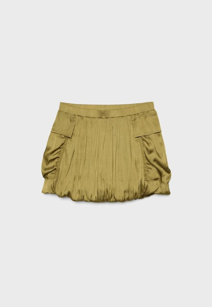 Satin-Ballon-Röck mit Taschen