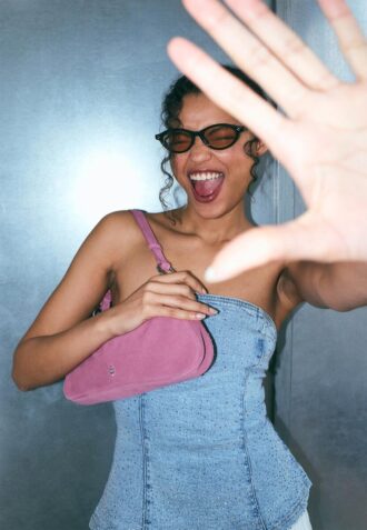 Schimmerndes Denim-Bustier-Oberteil