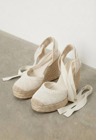 Schnürbare Jute-Plateau-Keilschuhe Schnürbare Jute-Plateau-Keilschuhe