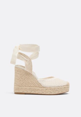 Schnürbare Jute-Plateau-Keilschuhe Schnürbare Jute-Plateau-Keilschuhe
