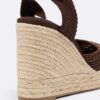 Schnürbare Jute-Plateau-Keilschuhe