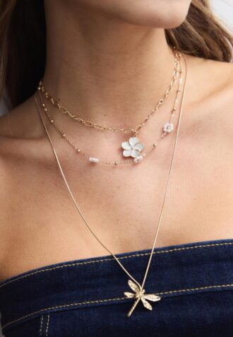 Set mit 3 Blumen- und Libellen-Halsketten