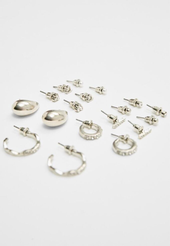 Set mit 9 Paar Mini-Tropfenohrringen