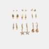 Set mit 9 Strass-Seestern-Ohrringen